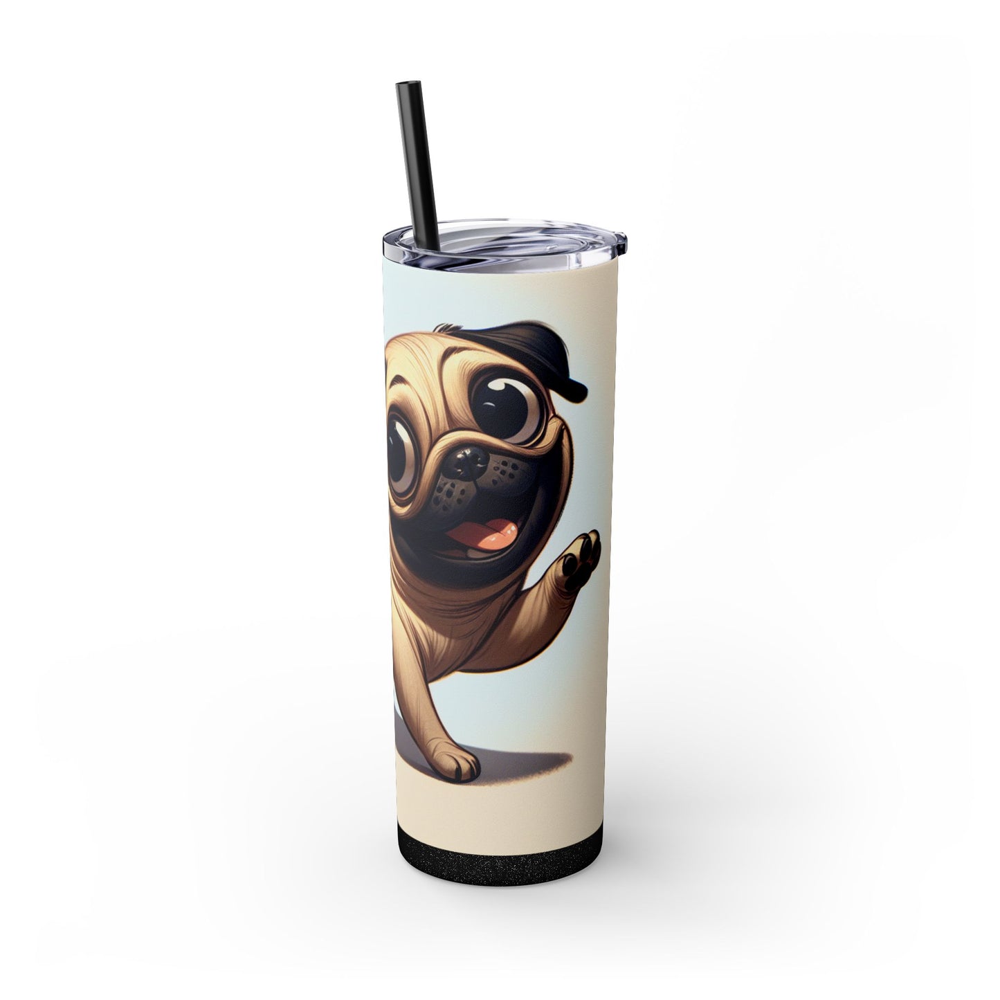 Pug Skinny Tumbler with Straw, 20oz