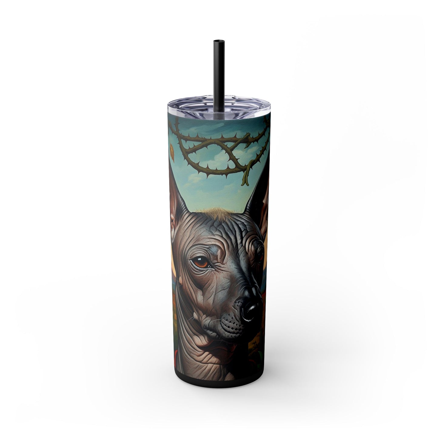 Xoloitzcuintli Skinny Tumbler with Straw, 20oz