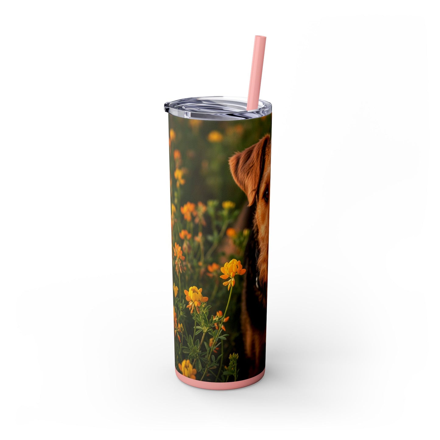 Airedale Terrier Skinny Tumbler with Straw, 20oz