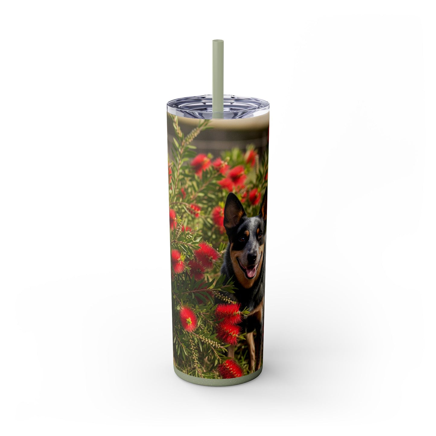 Australian Cattle Dog Skinny Tumbler with Straw, 20oz