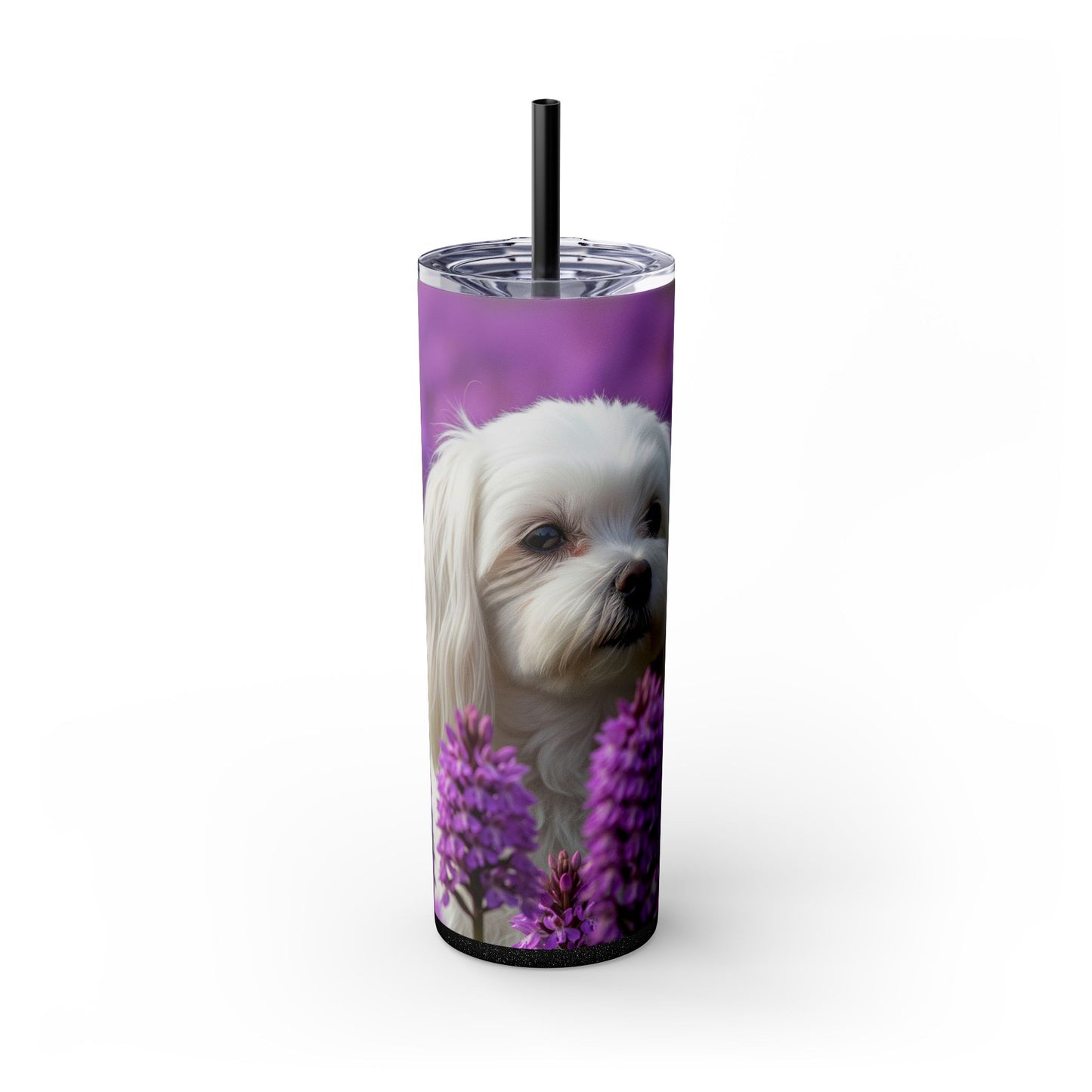 Maltese Skinny Tumbler with Straw, 20oz