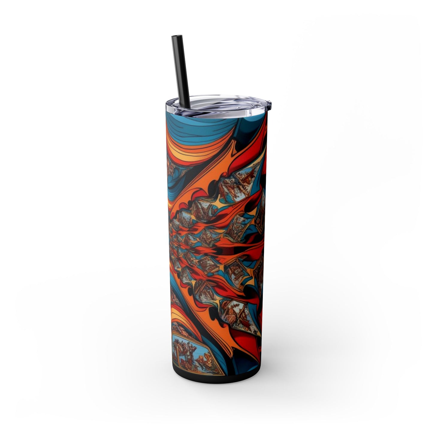 Optical Illusion Skinny Tumbler with Straw, 20oz