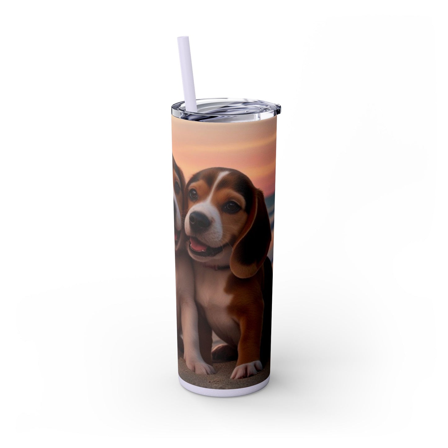 Beagle Love Skinny Tumbler with Straw, 20oz