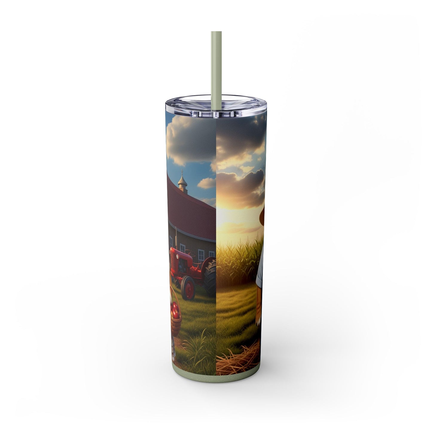 Bulldog Skinny Tumbler with Straw, 20oz