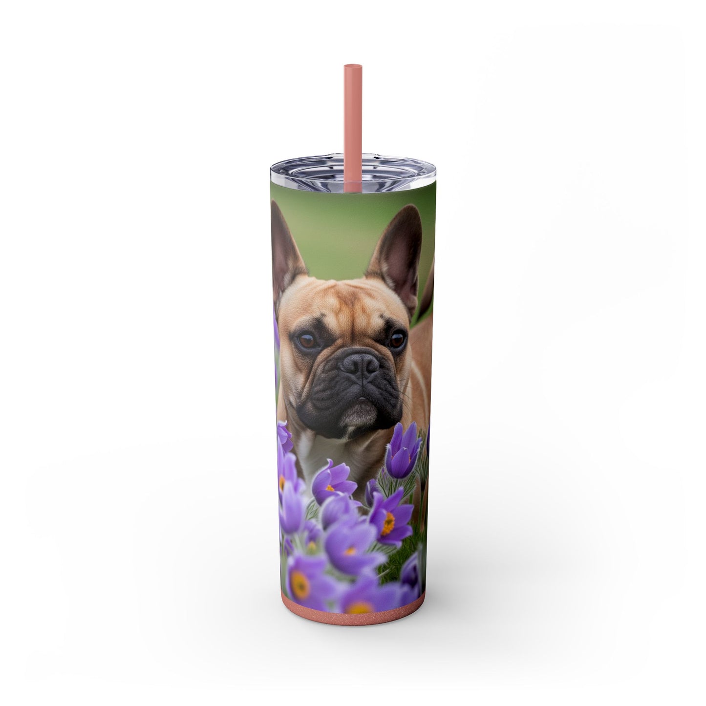 French Bulldog Skinny Tumbler with Straw, 20oz
