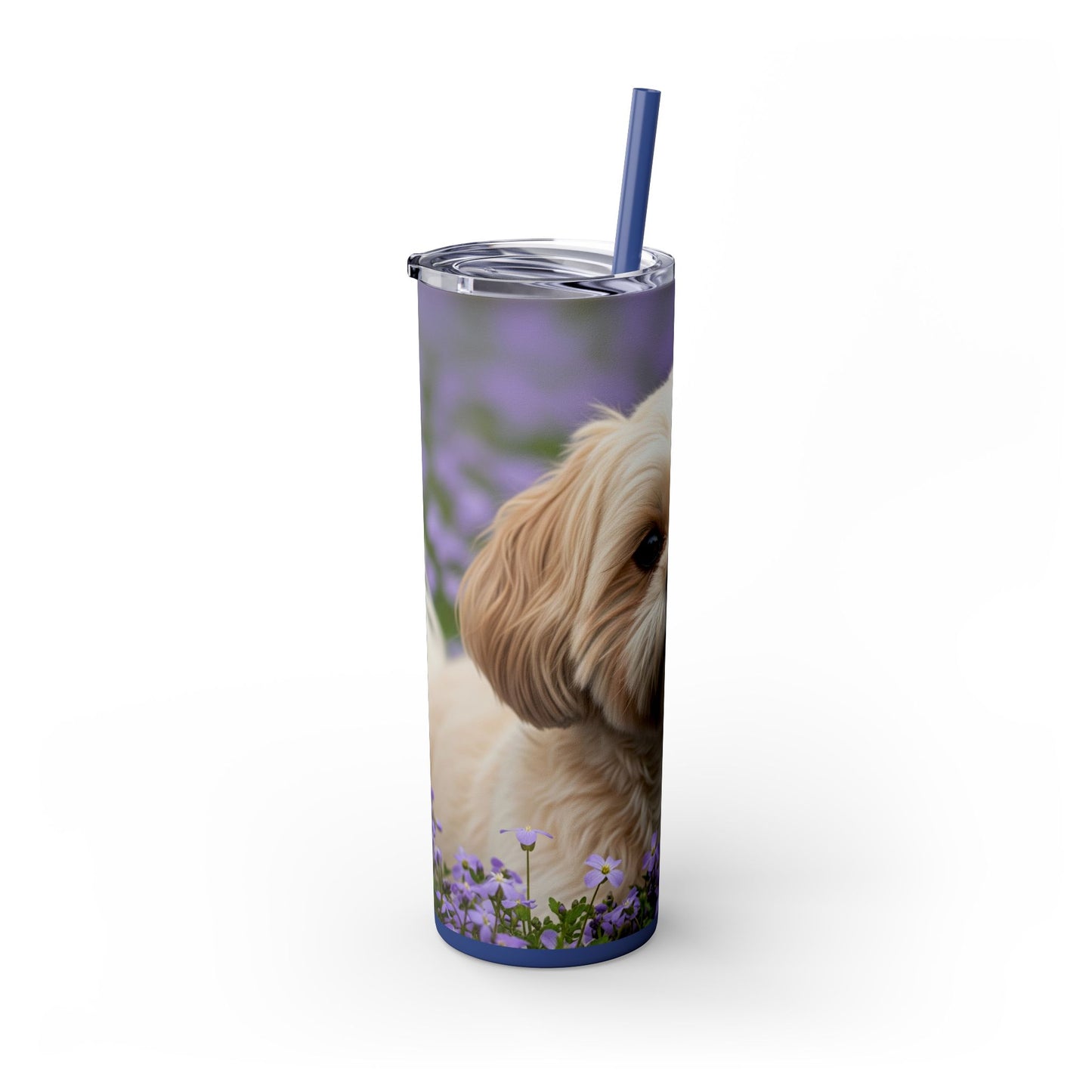Shih-poo Skinny Tumbler with Straw, 20oz
