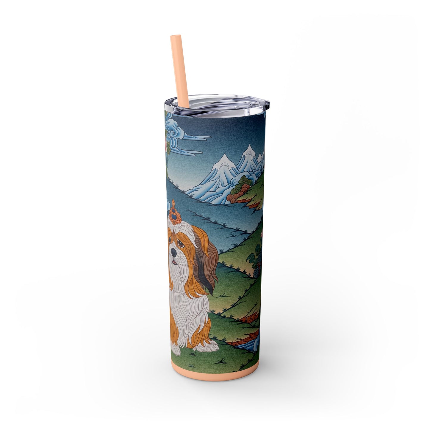 Lhasa Apso Skinny Tumbler with Straw, 20oz