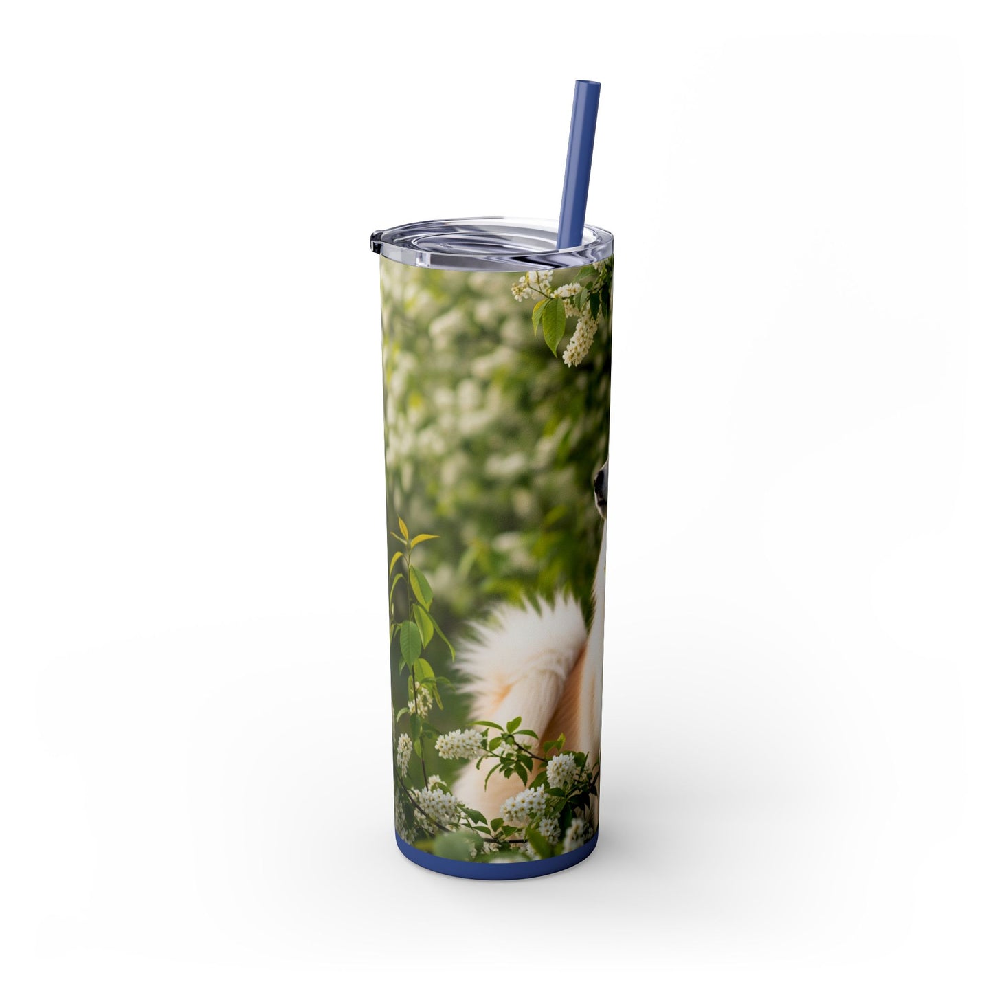 Finnish Spitz Skinny Tumbler with Straw, 20oz