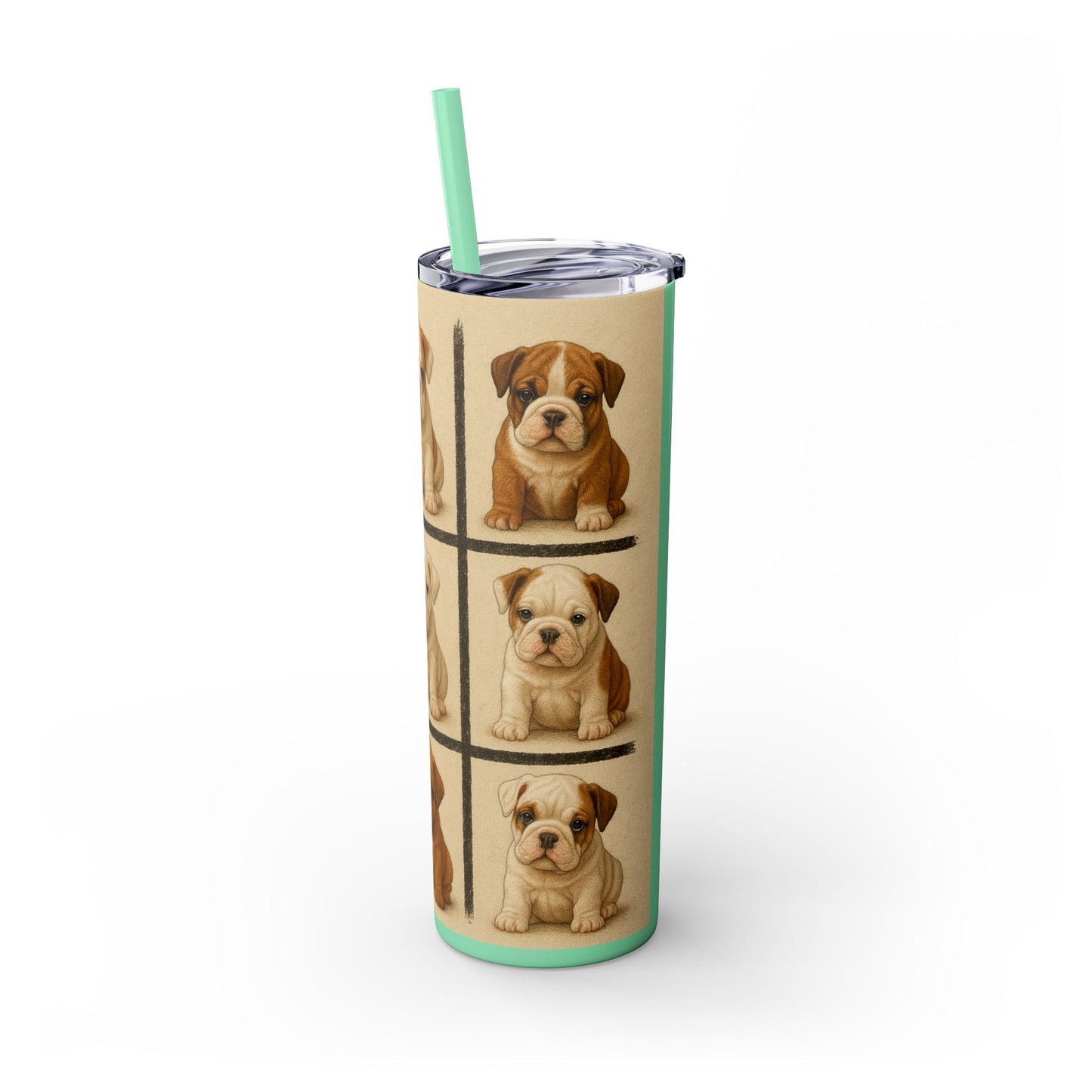 Bulldog puppies Tumbler with Straw, 20oz