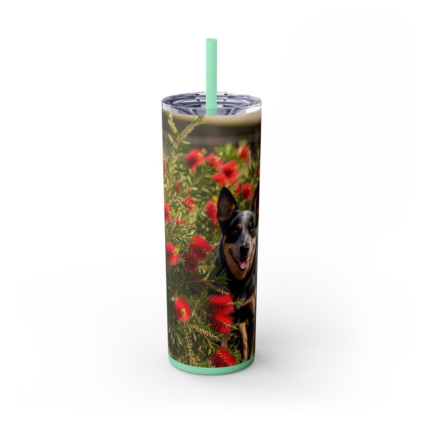 Australian Cattle Dog Skinny Tumbler with Straw, 20oz