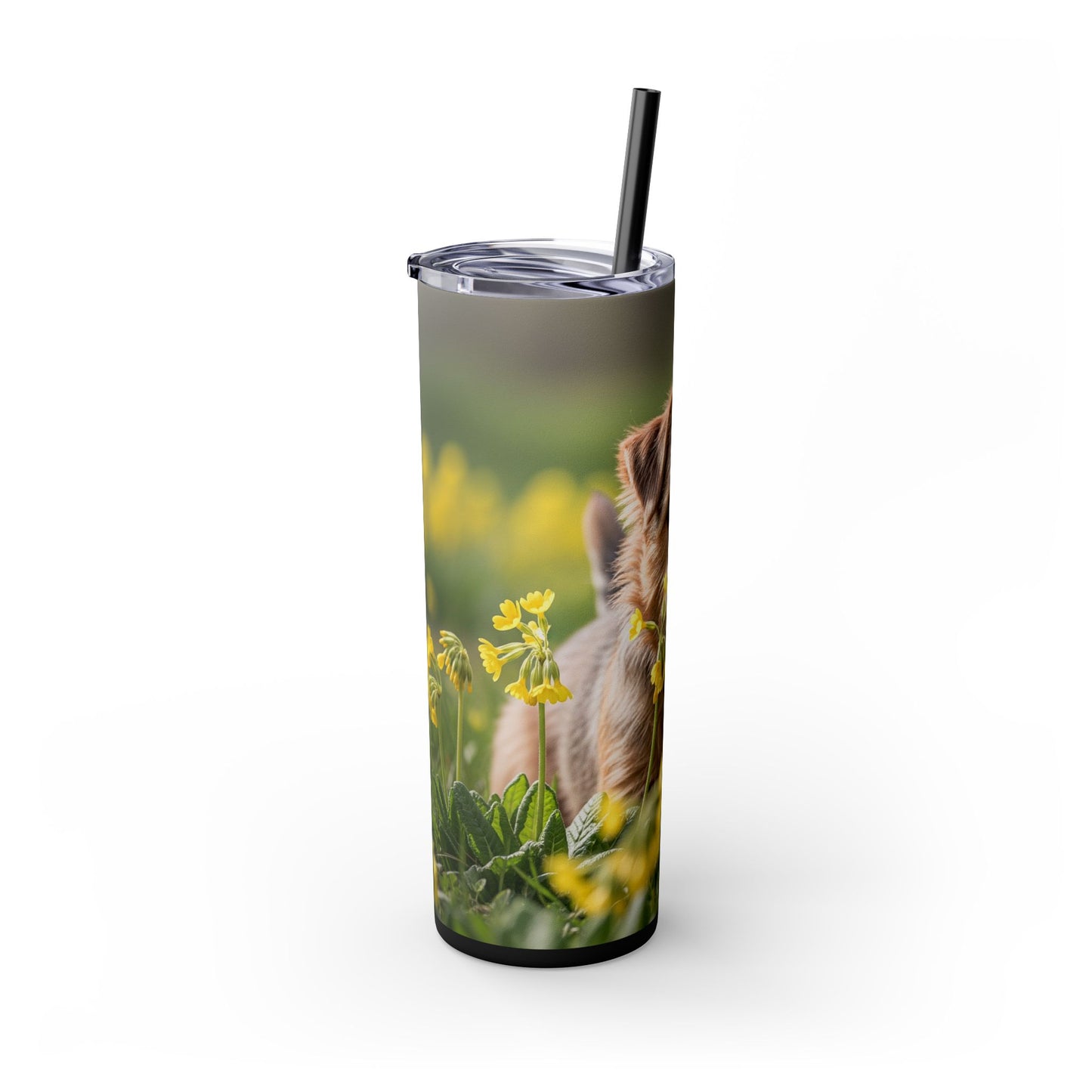 Norfolk Terrier Skinny Tumbler with Straw, 20oz