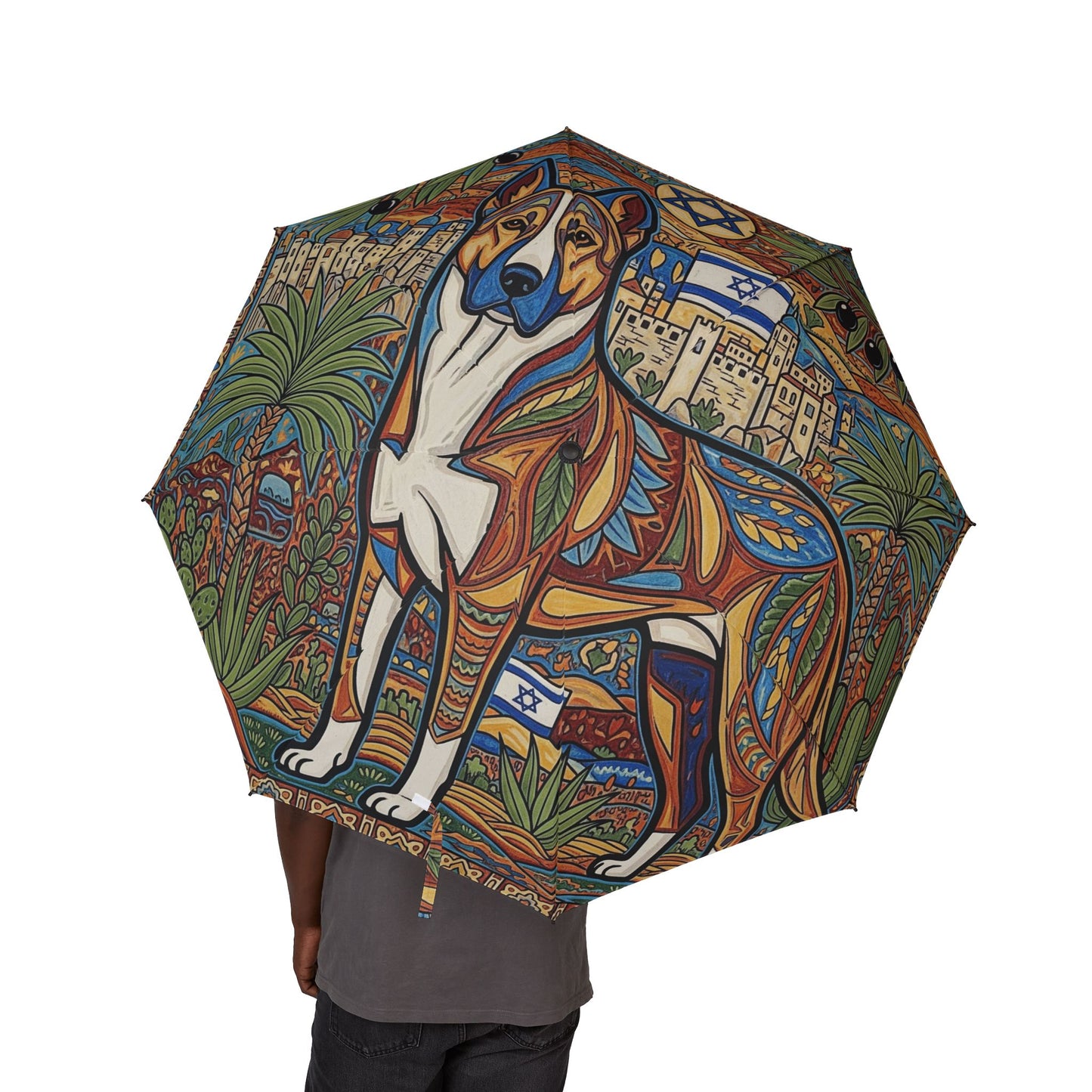 Canaan Dog Semi-Automatic Foldable Umbrella