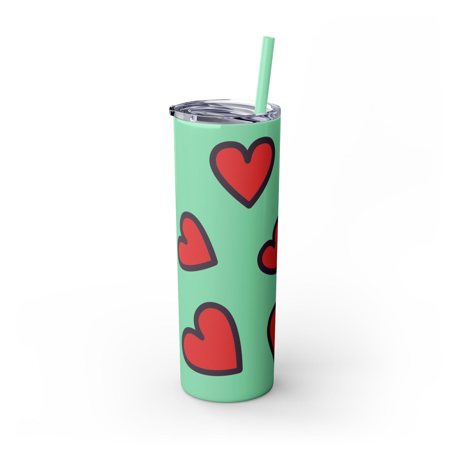 Hearts Skinny Tumbler with Straw, 20oz