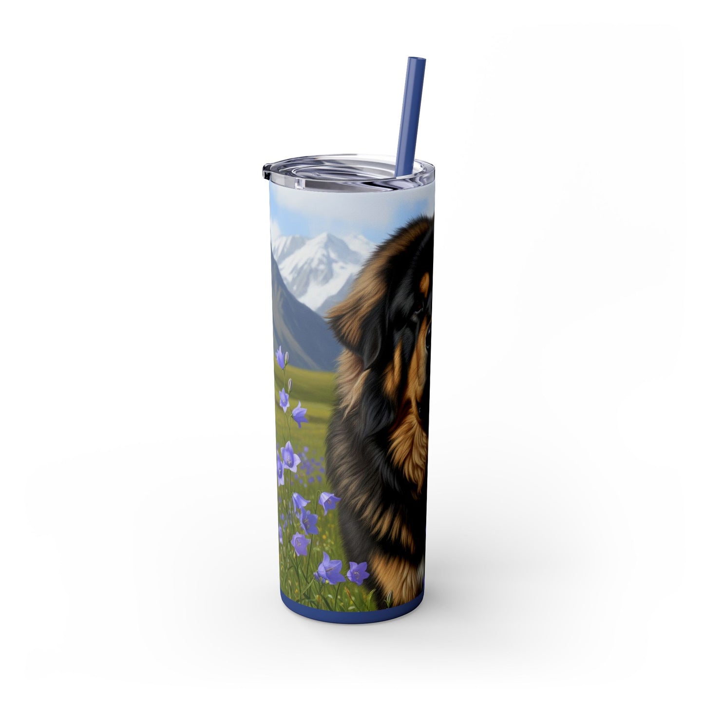 Tibetan Mastiff Skinny Tumbler with Straw, 20oz