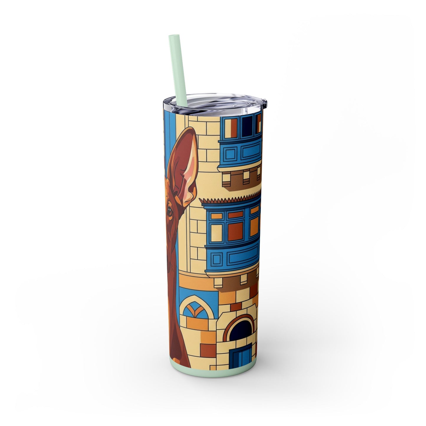 Pharaoh Hound Skinny Tumbler with Straw, 20oz
