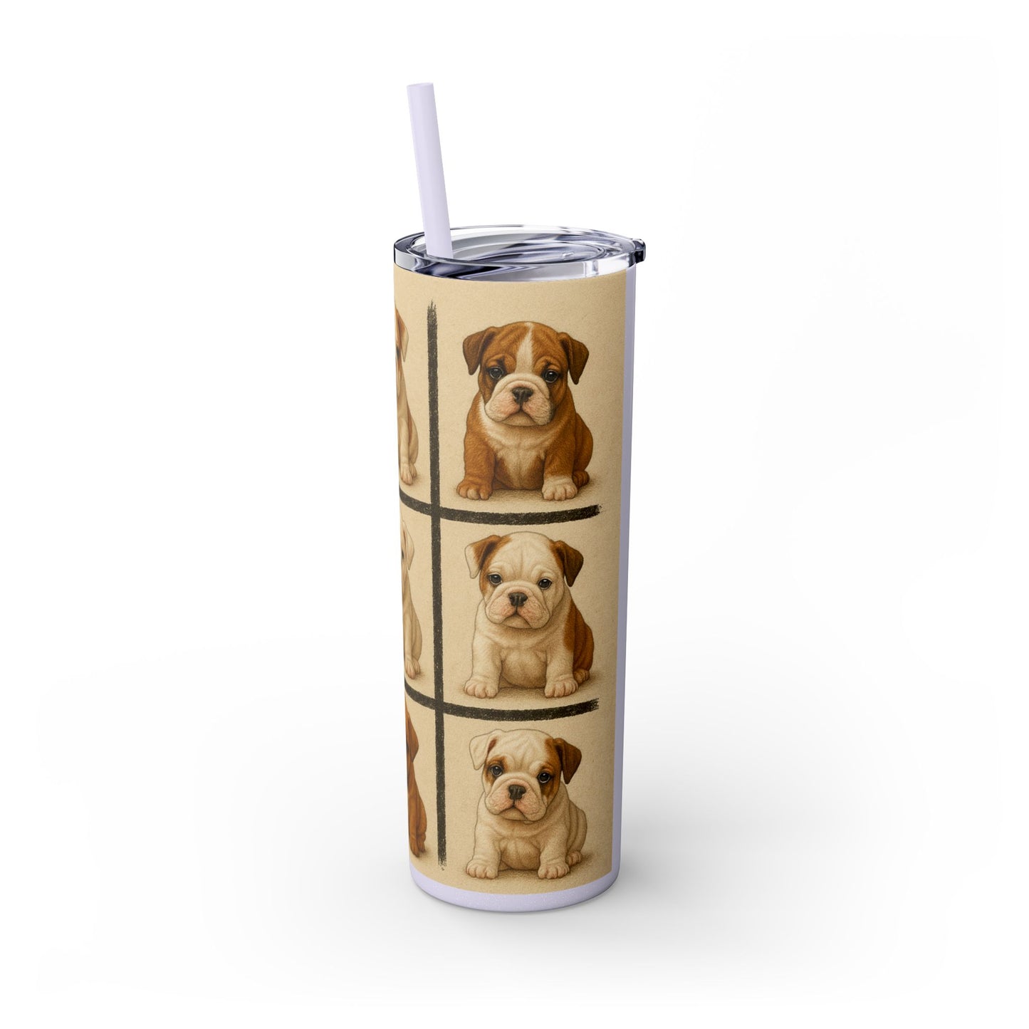 Bulldog puppies Tumbler with Straw, 20oz