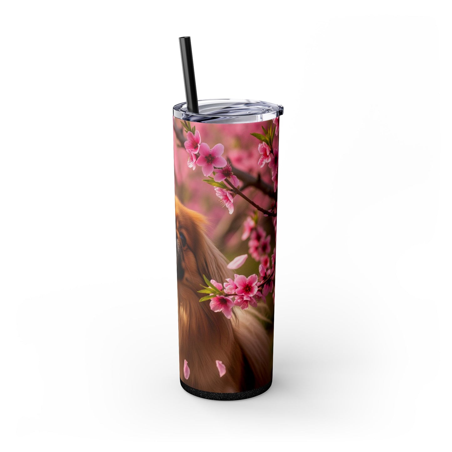 Pekingese Skinny Tumbler with Straw, 20oz