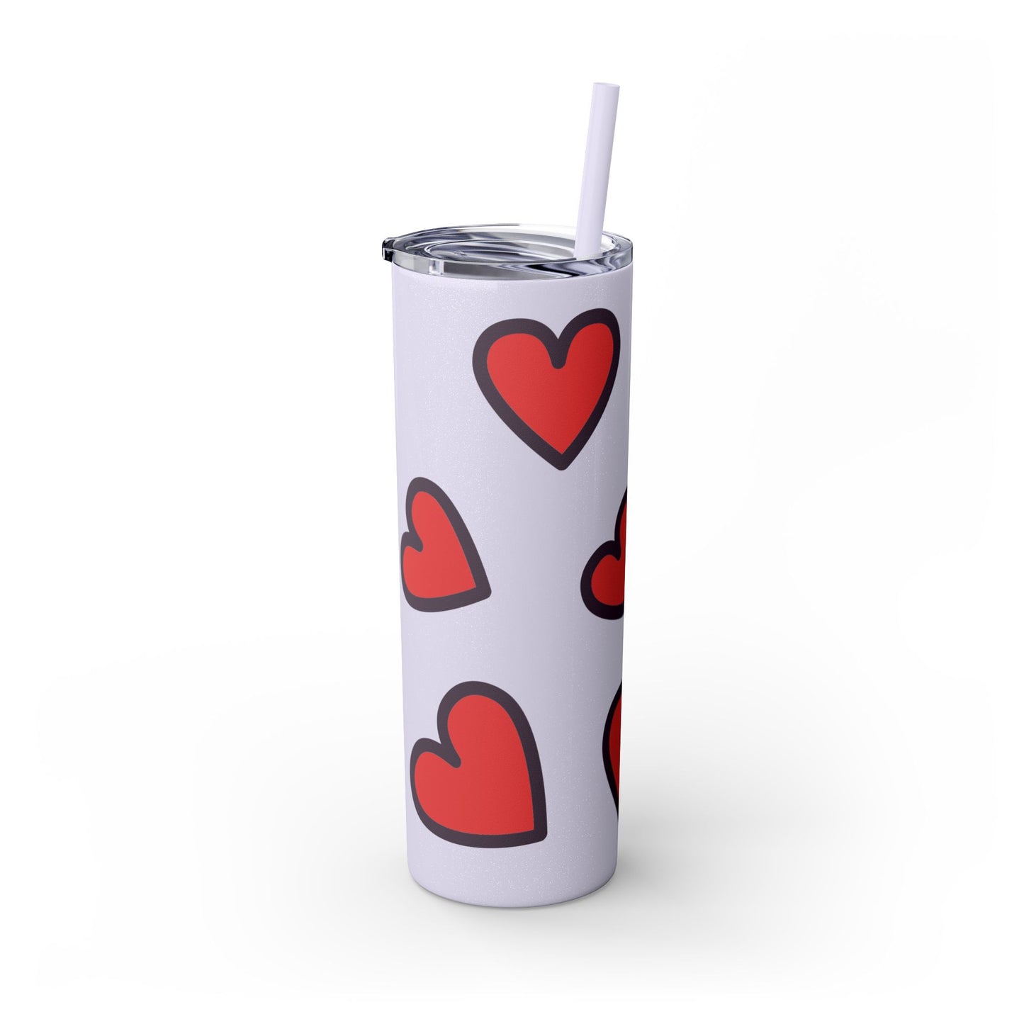 Hearts Skinny Tumbler with Straw, 20oz
