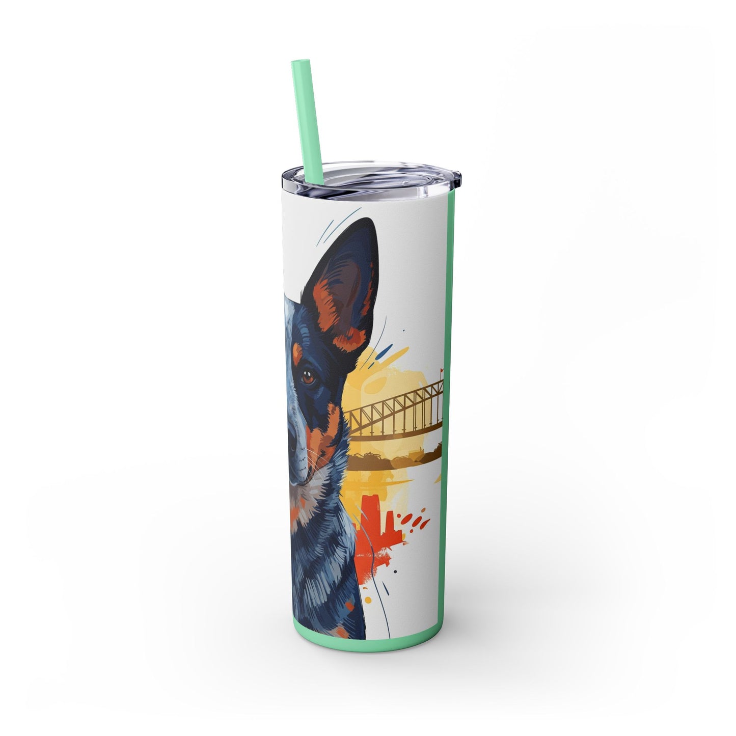 Australian Cattle Dog Skinny Tumbler with Straw, 20oz