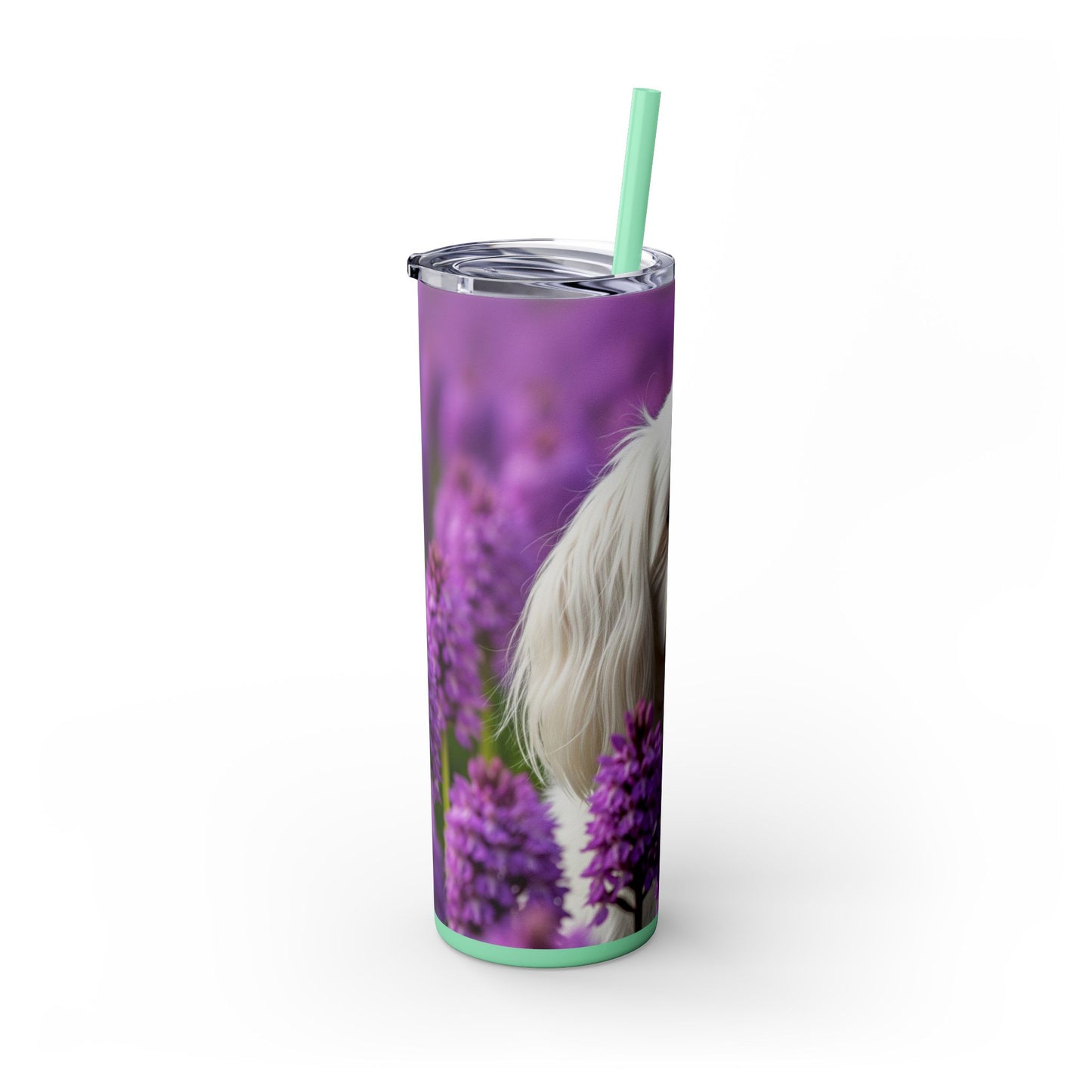 Maltese Skinny Tumbler with Straw, 20oz