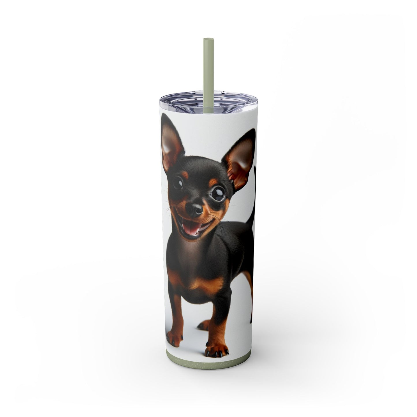 Miniature Pinscher Skinny Tumbler with Straw, 20oz