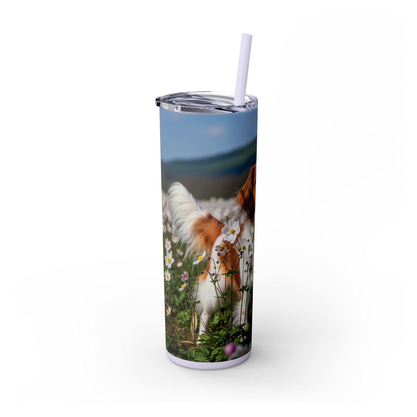 Nederlandse Kooikerhondje Skinny Tumbler with Straw, 20oz