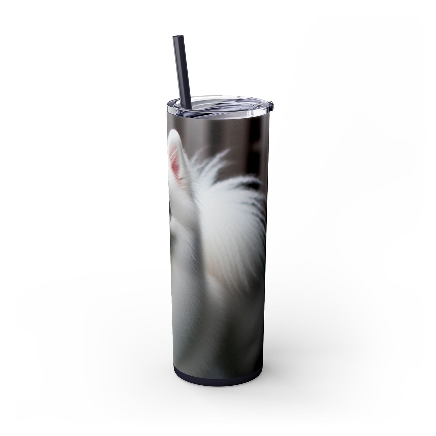 American Eskimo Dog Skinny Tumbler with Straw, 20oz