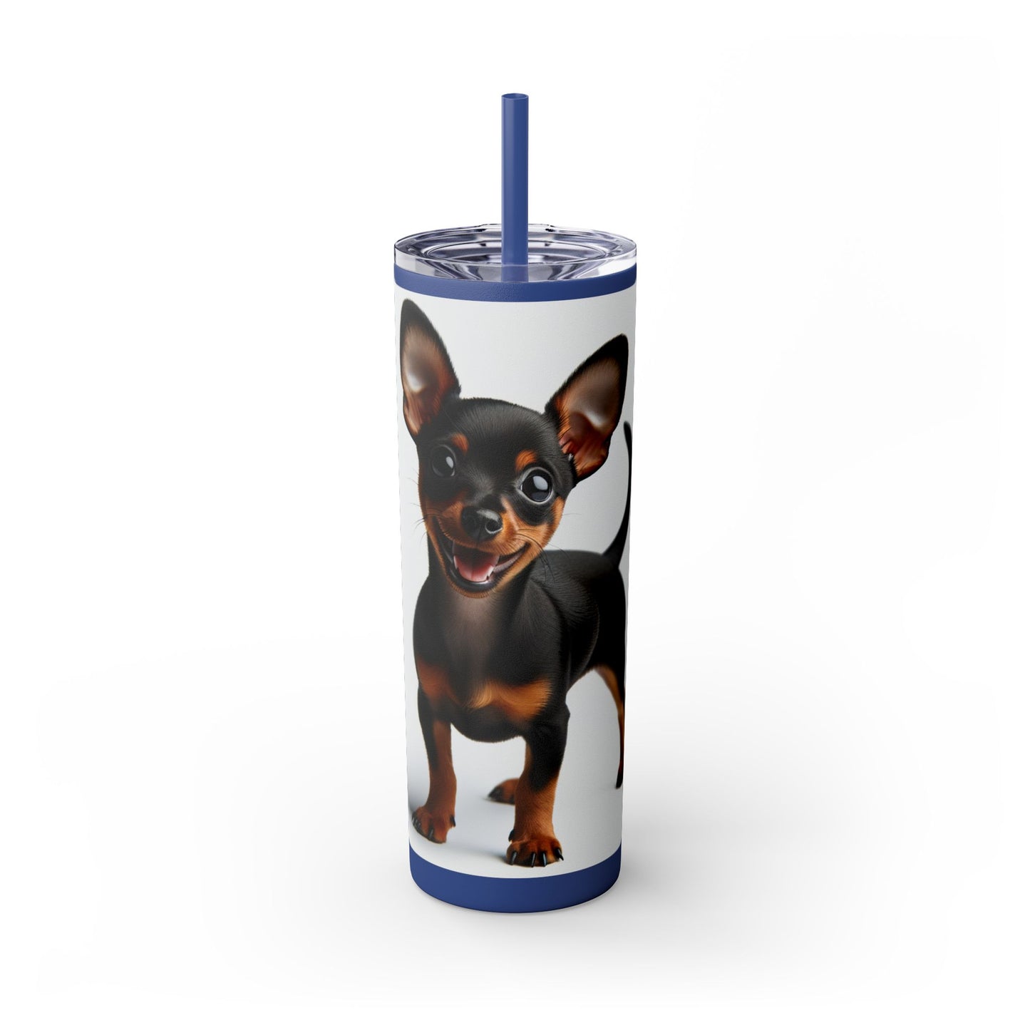 Miniature Pinscher Skinny Tumbler with Straw, 20oz