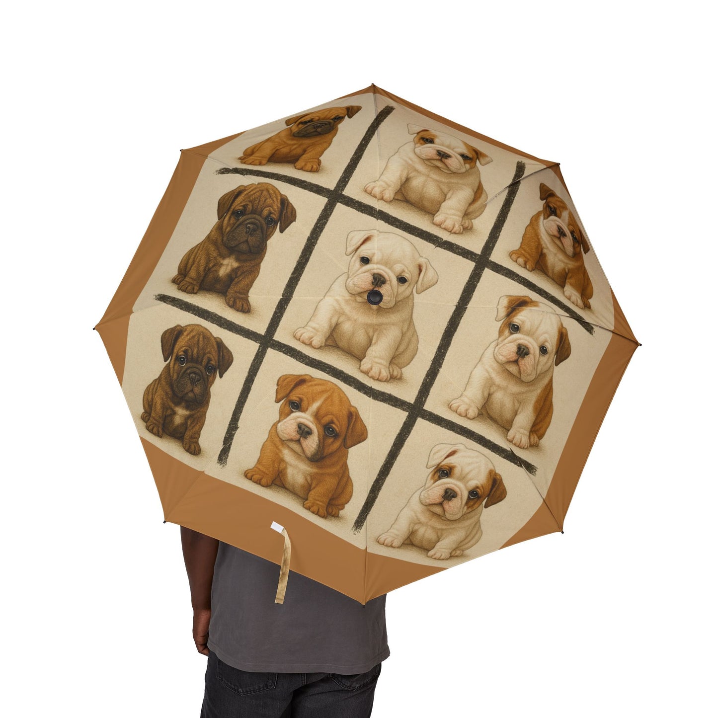 Bulldog puppies Semi-Automatic Foldable Umbrella