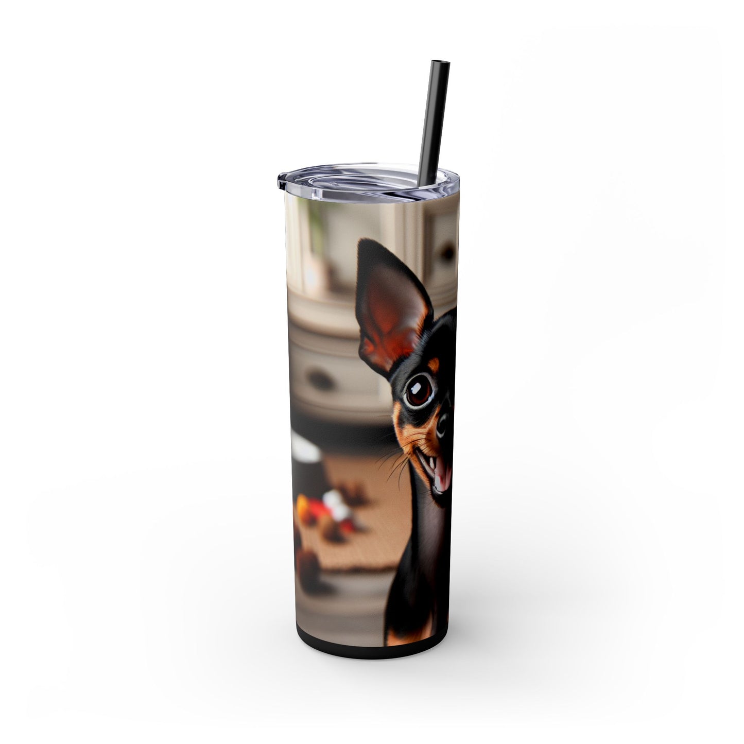 English Toy Terrier Tumbler with Straw, 20oz