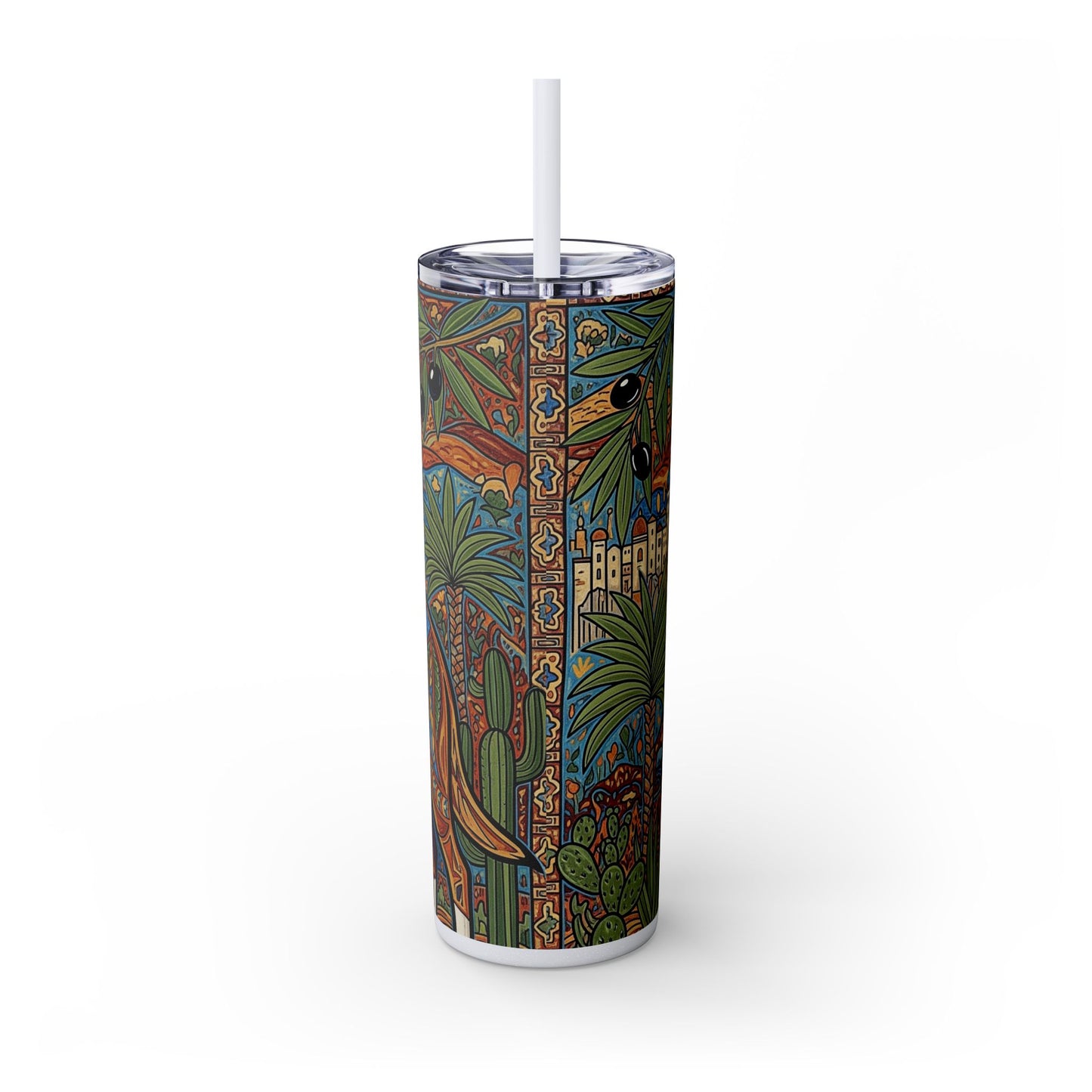 Canaan Dog Skinny Tumbler with Straw, 20oz