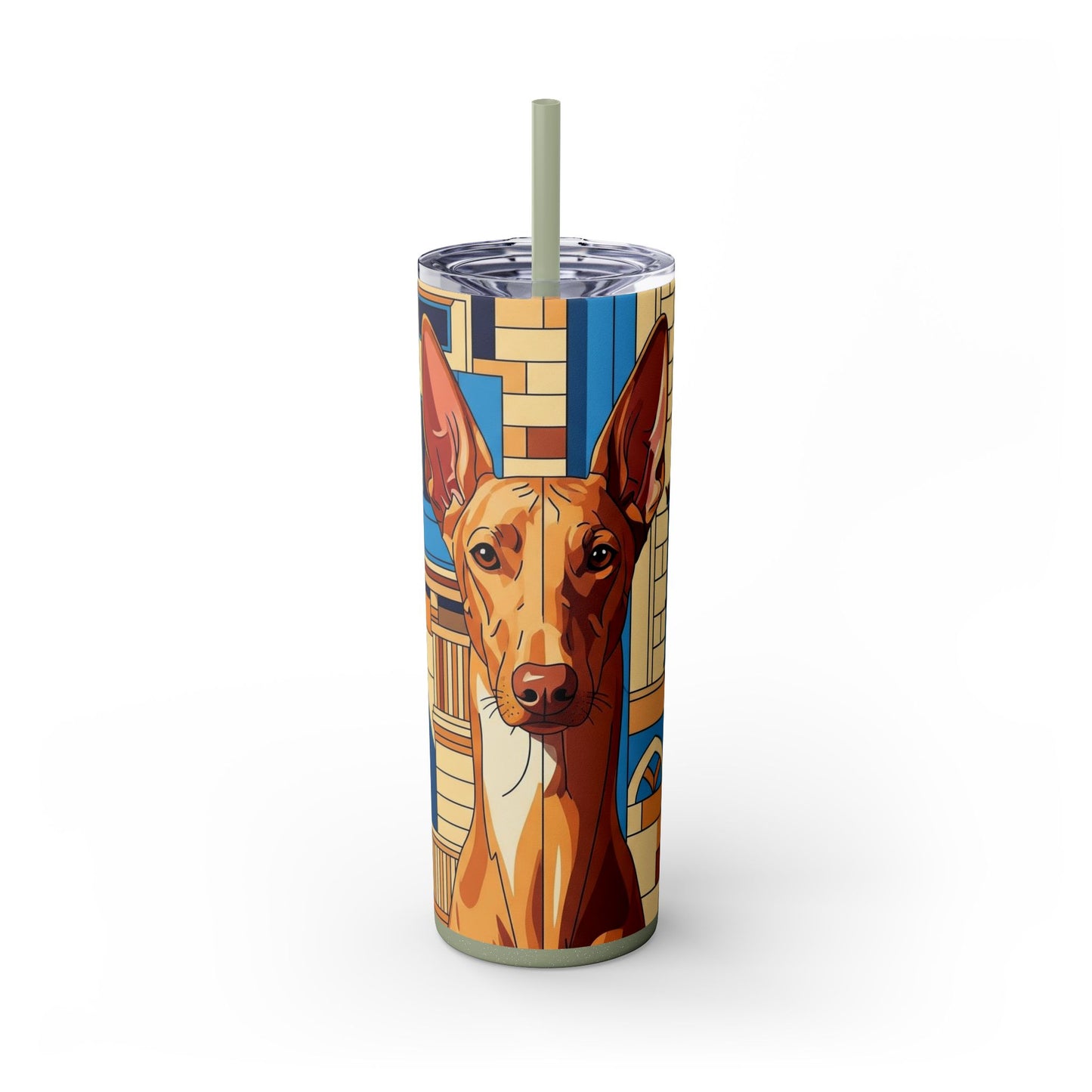 Pharaoh Hound Skinny Tumbler with Straw, 20oz