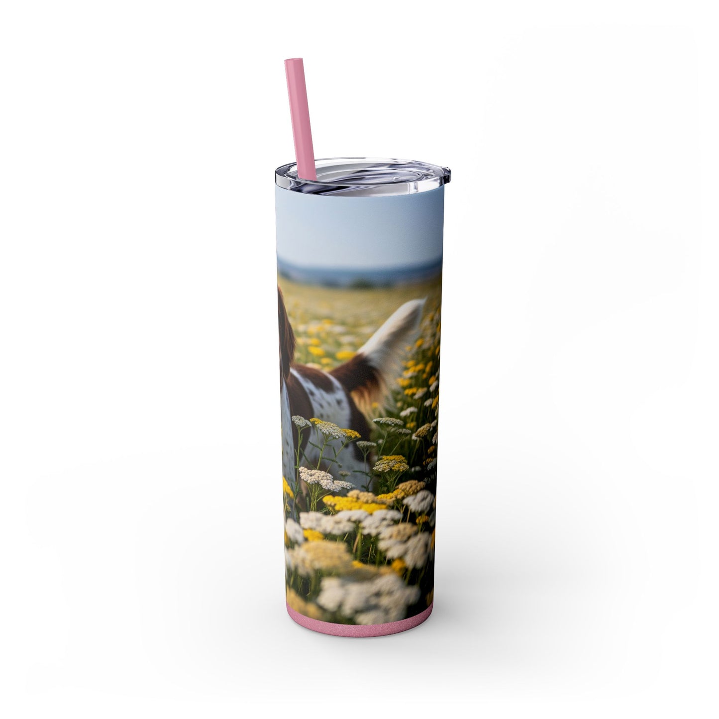 Drentsche Patrijshond Skinny Tumbler with Straw, 20oz
