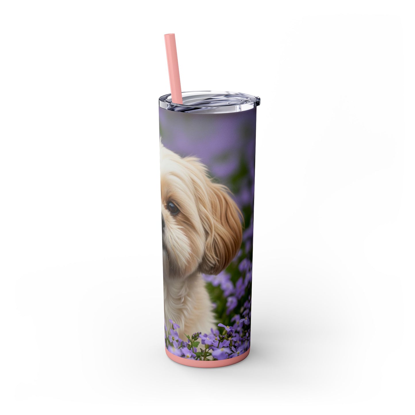 Shih-poo Skinny Tumbler with Straw, 20oz