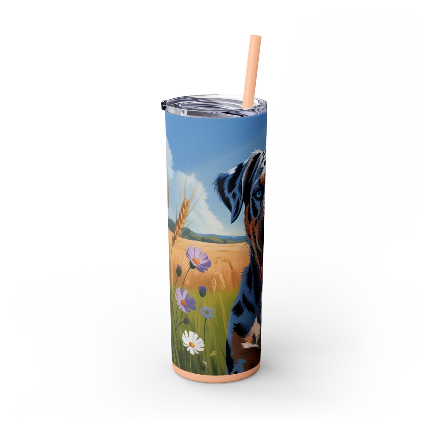 Catahoula Leopard Dog Skinny Tumbler with Straw, 20oz