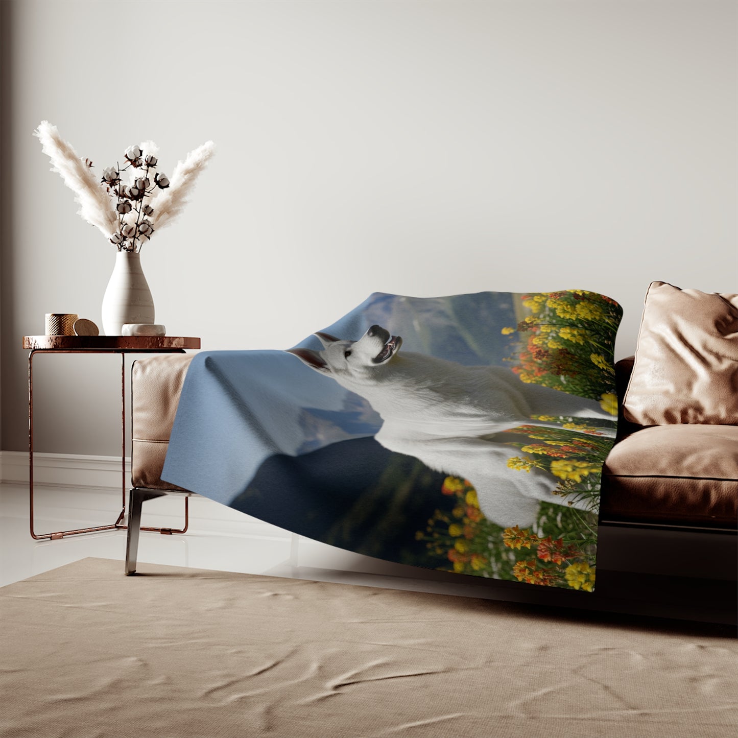 White Swiss Shepherd Dog Sweatshirt Blanket