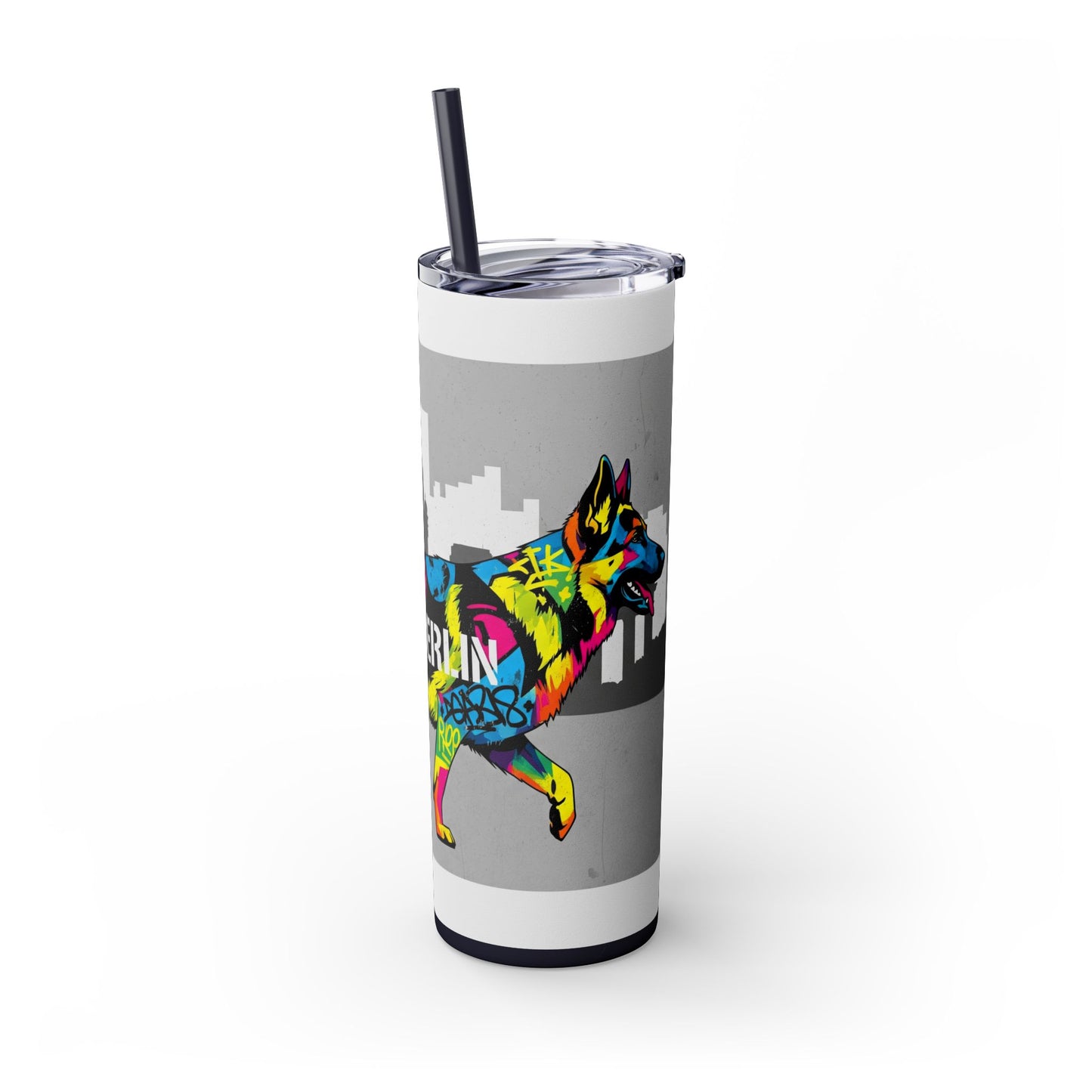 German Shepherd Skinny Tumbler with Straw, 20oz