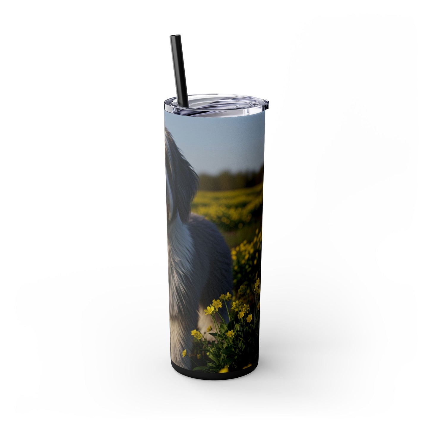 Polish Lowland Sheepdog Skinny Tumbler with Straw, 20oz