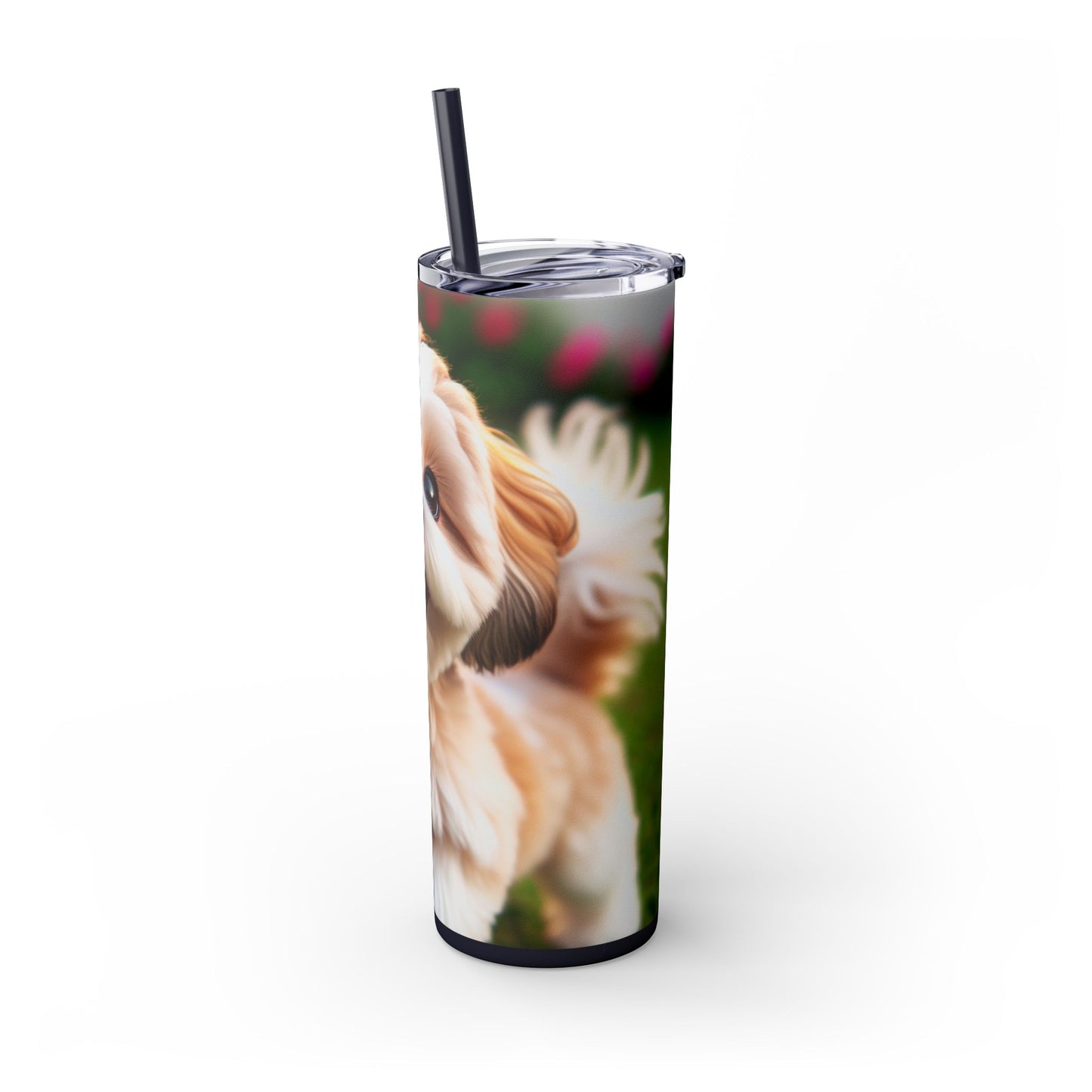 Shih-poo Skinny Tumbler with Straw, 20oz