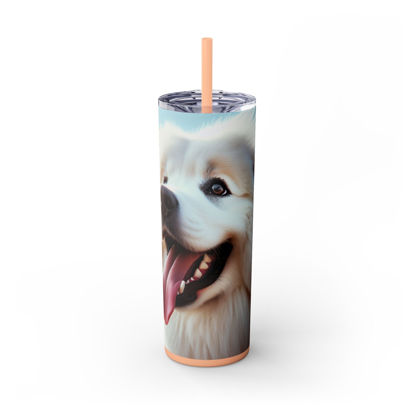 Pyrenean Mountain Dog Skinny Tumbler with Straw, 20oz