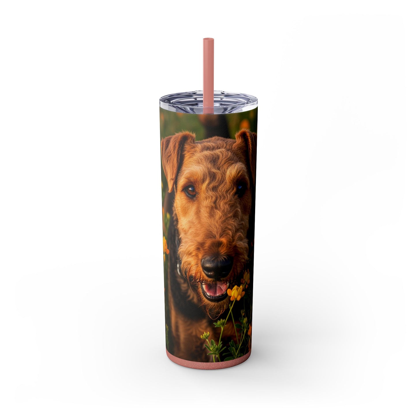 Airedale Terrier Skinny Tumbler with Straw, 20oz