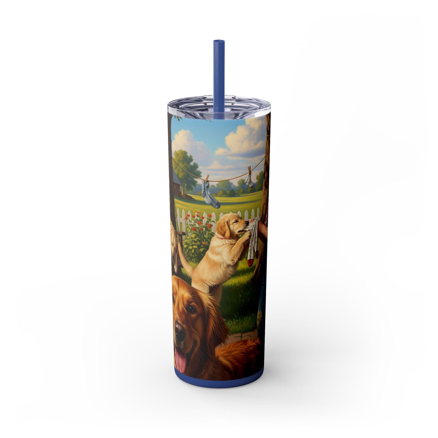 Golden Retriever Skinny Tumbler with Straw, 20oz