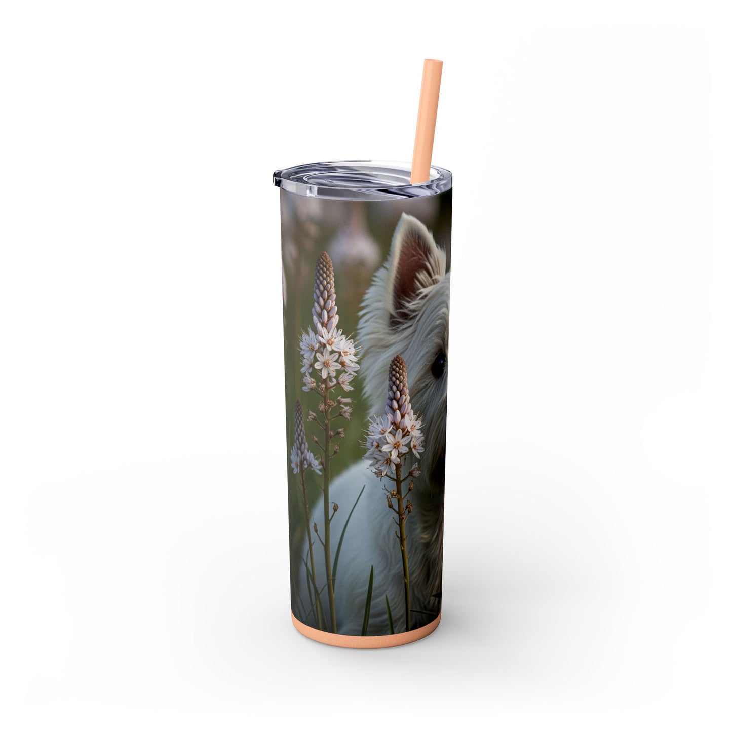 West Highland White Terrier Skinny Tumbler with Straw, 20oz