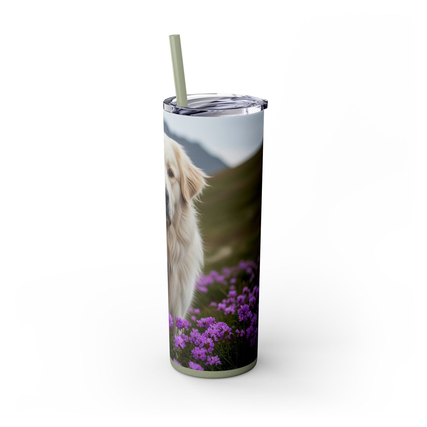 Pyrenean Mountain Dog Skinny Tumbler with Straw, 20oz