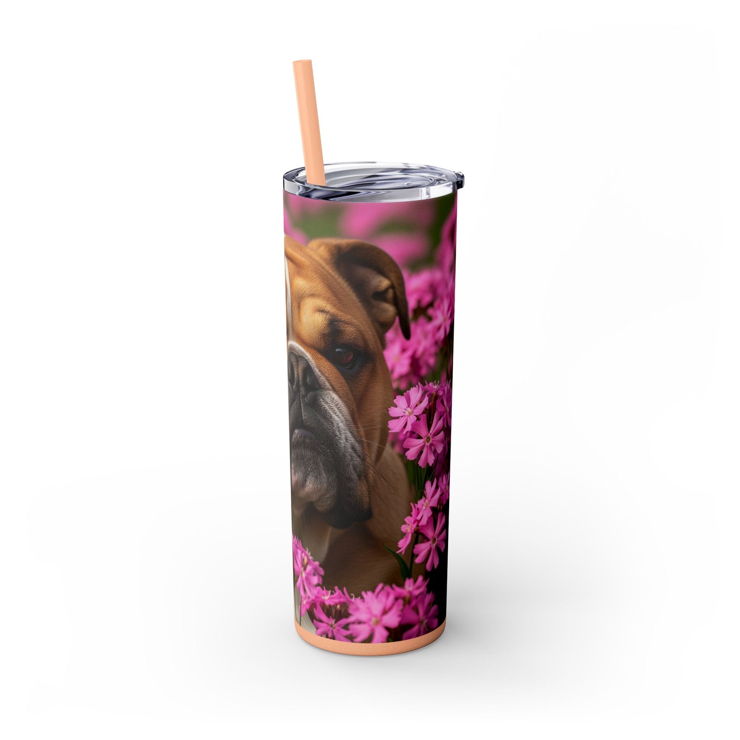 Bulldog Skinny Tumbler with Straw, 20oz