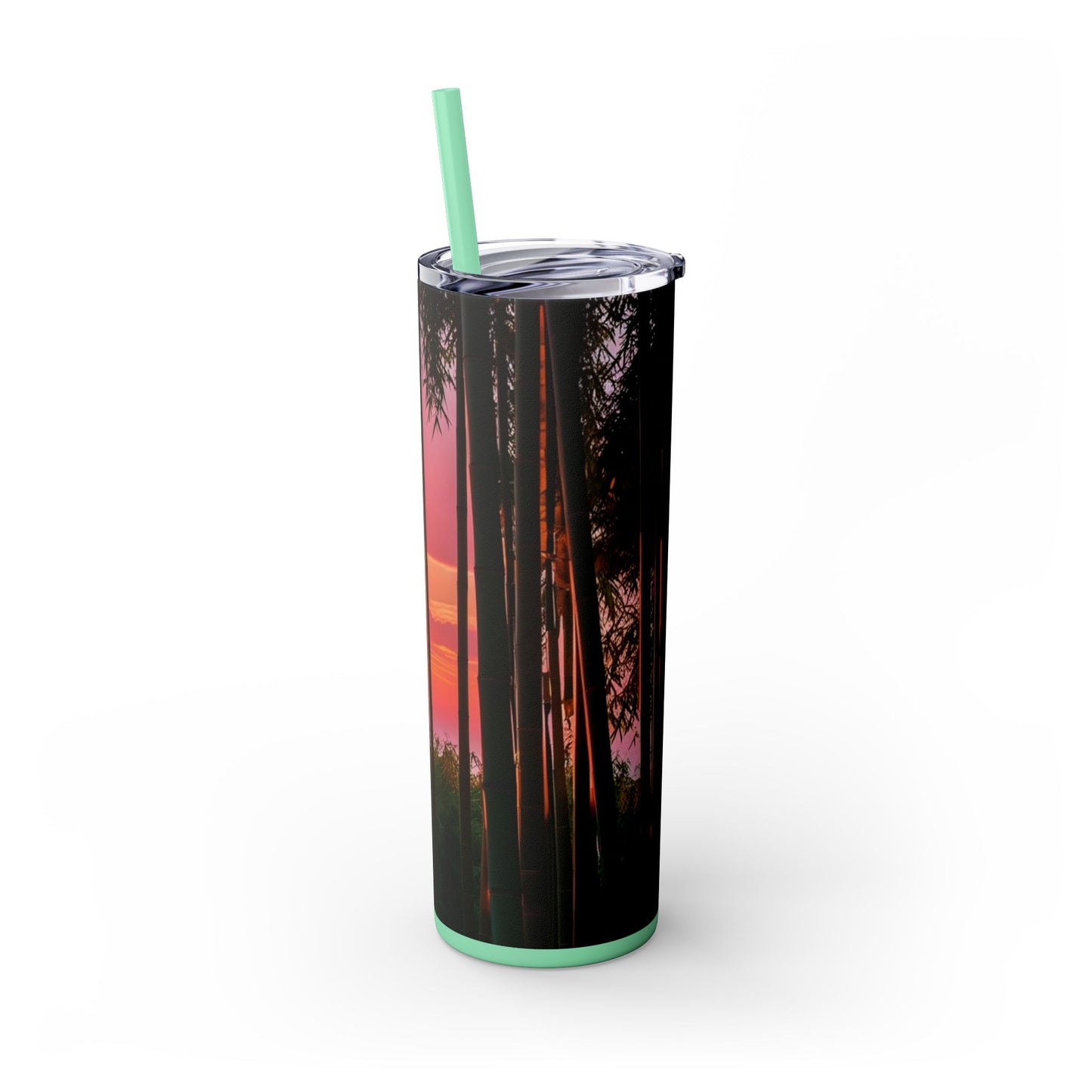 Bamboo Forest Sunrise Skinny Tumbler with Straw, 20oz