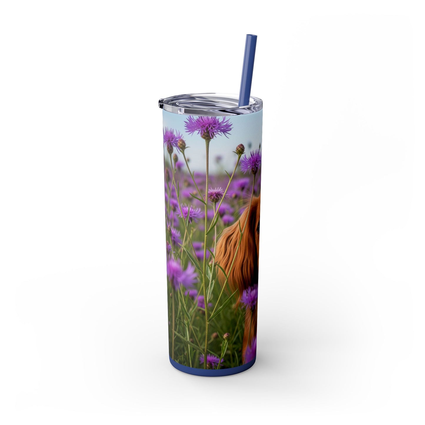 English Toy Spaniel Skinny Tumbler with Straw, 20oz