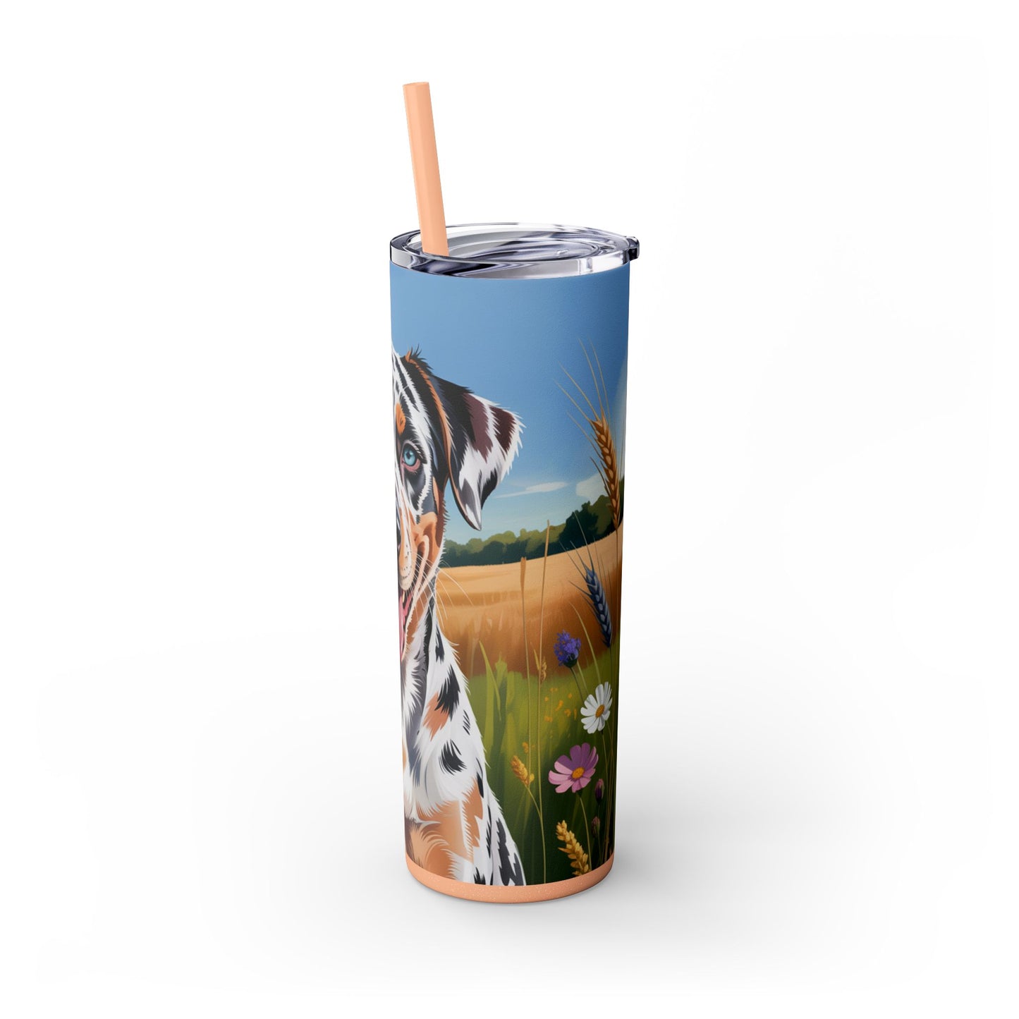 Catahoula Leopard Dog Skinny Tumbler with Straw, 20oz
