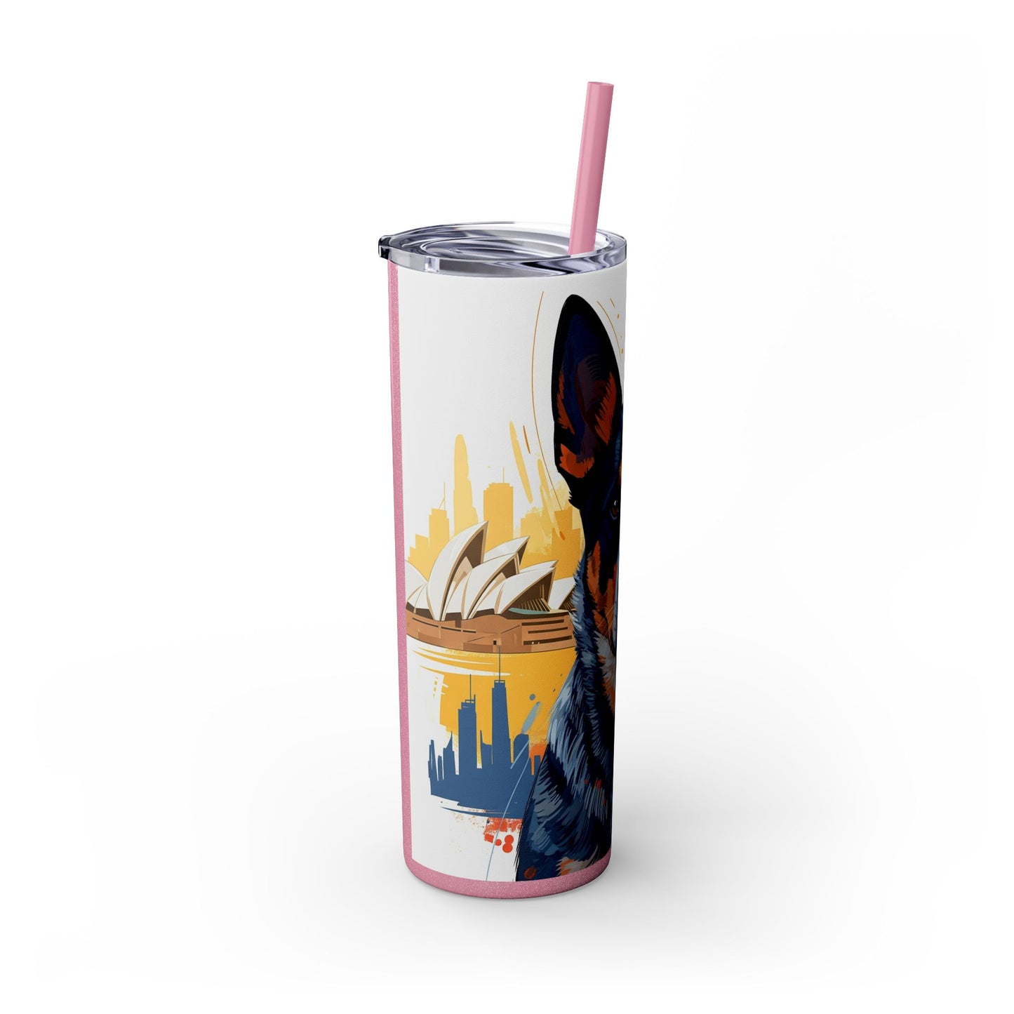 Australian Cattle Dog Skinny Tumbler with Straw, 20oz