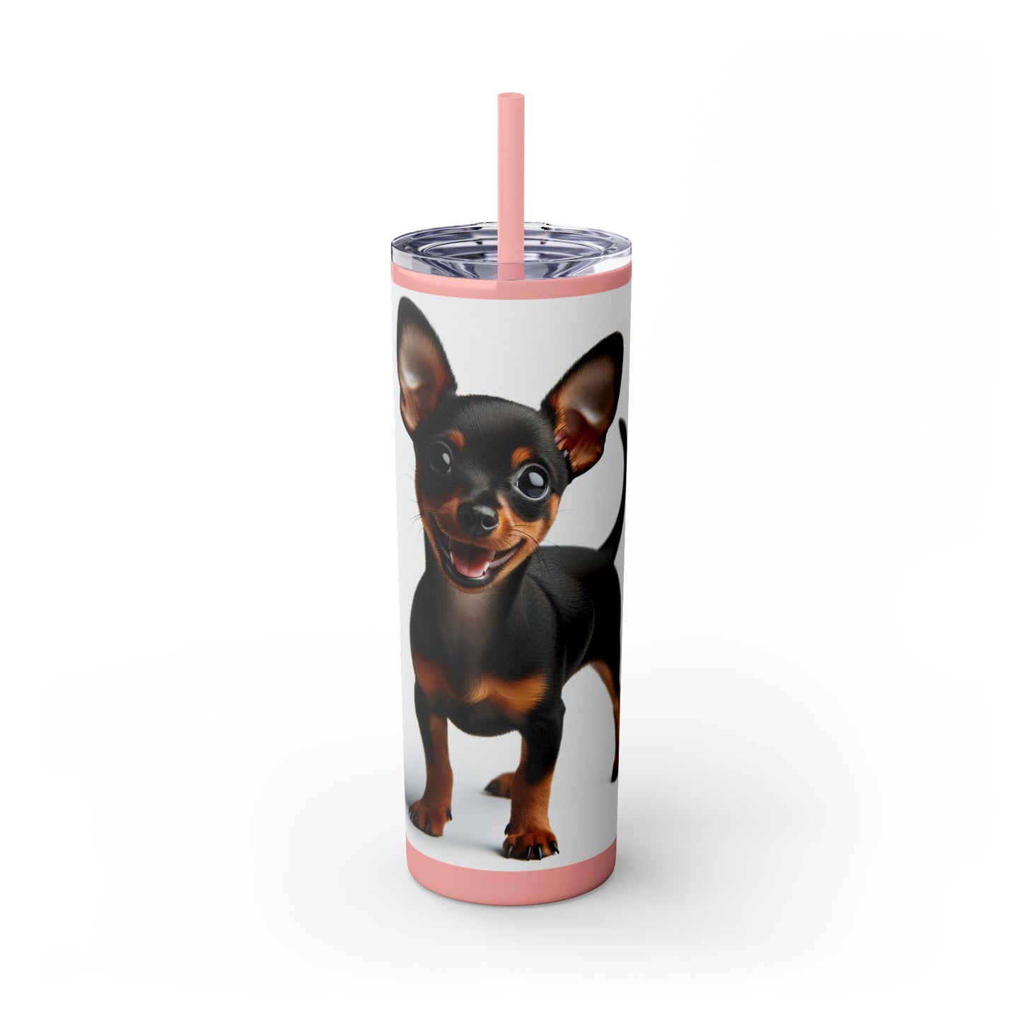 Miniature Pinscher Skinny Tumbler with Straw, 20oz